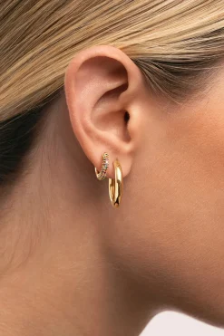 Singularu Pendiente Suelto Aro Scarlett Dance Ba&ntilde;o Oro^Mujer Bisutería