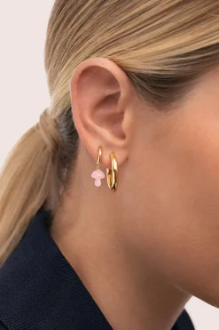 Singularu Pendiente Suelto Aro Seta Rosa Ba&ntilde;o Oro^Mujer Bisutería