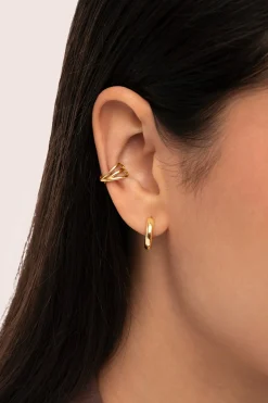Singularu Pendiente Suelto Ear Cuff Triple Cross Ba&ntilde;o Oro^Mujer Bisutería