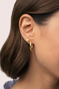 Singularu Pendiente Suelto Organic Star Spark Plata Ba&ntilde;o Oro^Mujer Bisutería