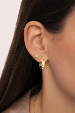 Singularu Pendiente Suelto Solar Plata Ba&ntilde;o Oro^Mujer Bisutería