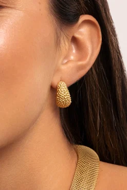 Singularu Pendientes Aro Antique Acero Baño Oro^Mujer Bisutería