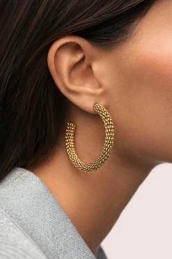 Singularu Pendientes Aro Disco Acero Ba&ntilde;o Oro^Mujer Bisutería