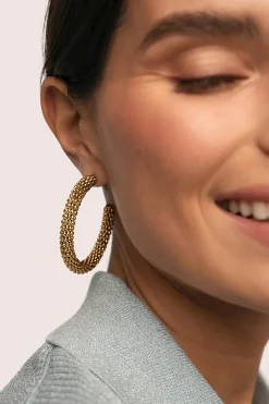 Singularu Pendientes Aro Disco Acero Ba&ntilde;o Oro^Mujer Bisutería