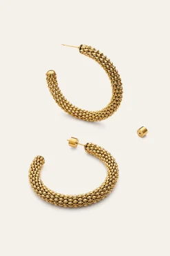 Singularu Pendientes Aro Disco Acero Ba&ntilde;o Oro^Mujer Bisutería