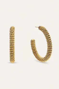 Singularu Pendientes Aro Disco Acero Ba&ntilde;o Oro^Mujer Bisutería