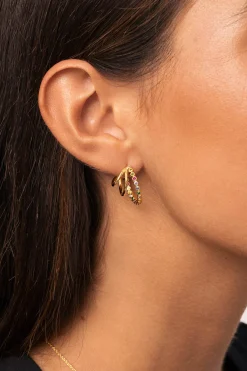 Singularu Pendientes Aro Orbit Ba&ntilde;o Oro^Mujer Bisutería