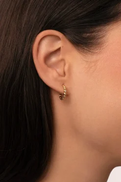 Singularu Pendientes Aro Pebble Spark Ba&ntilde;o Oro^Mujer Bisutería