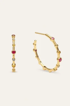 Singularu Pendientes Aro Rainbow Bubbles L Ba&ntilde;o Oro^Mujer Bisutería