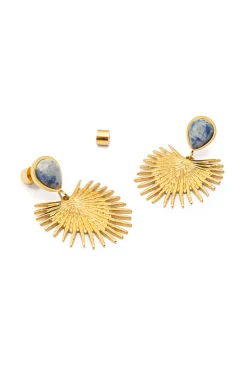 Singularu Pendientes Catalina Acero Ba&ntilde;o Oro^Mujer Bisutería