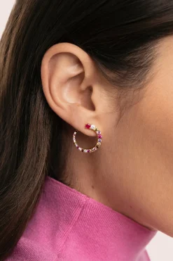 Singularu Pendientes Circle Estellar Ba&ntilde;o Oro^Mujer Bisutería