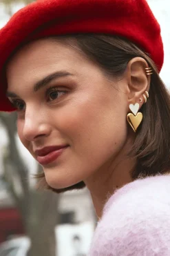 Singularu Pendientes Duo d'amour Ba&ntilde;o Oro^Mujer Bisutería