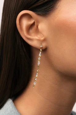 Singularu Pendientes Long Iris Ba&ntilde;o Oro^Mujer Bisutería