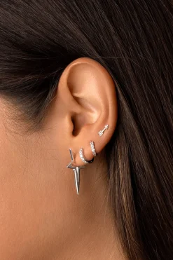 Singularu Pendientes Star Punk Plata^Mujer Bisutería