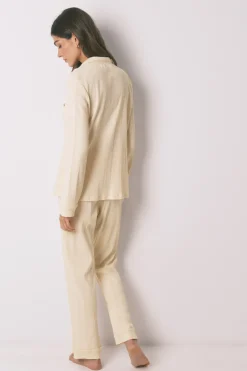 Women'secret Pijama camisero largo algod&oacute;n canal&eacute; amarillo^Mujer Pijamas