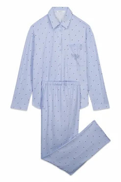 Women'secret Pijama camisero largo azul puntos^Mujer Pijamas
