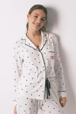 Women'secret Pijama camisero largo estampado corazones^Mujer Pijamas