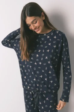 Women'secret Pijama largo 100% algod&oacute;n estampado ranitas^Mujer Pijamas