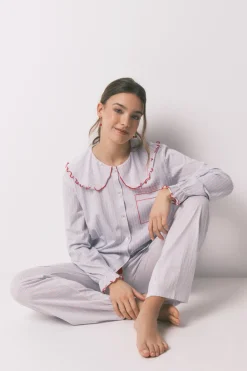 Women'secret Pijama largo algod&oacute;n cuello bobo^Mujer Pijamas