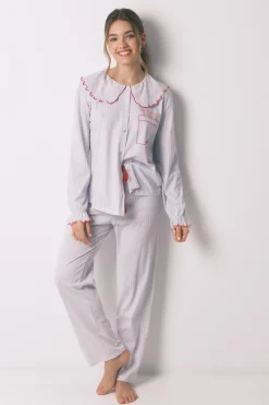 Women'secret Pijama largo algod&oacute;n cuello bobo^Mujer Pijamas