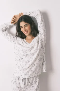 Women'secret Pijama largo canalé soft estampado Moomin^Mujer Pijamas