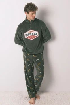 Women'secret Pijama largo hombre polar verde Hotwheels^Hombre Pijamas