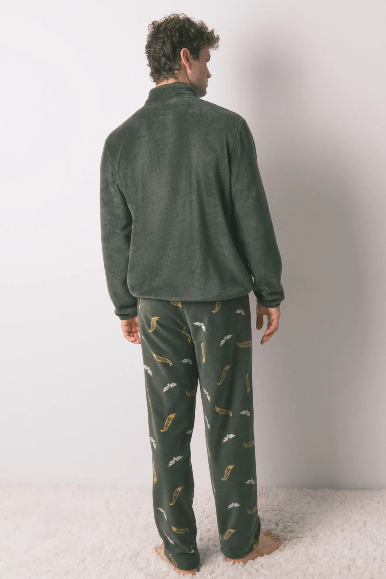Women'secret Pijama largo hombre polar verde Hotwheels^Hombre Pijamas