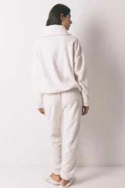 Women'secret Pijama largo polar estampado nubes^Mujer Pijamas