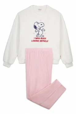Women'secret Pijama largo polar Snoopy^Mujer Pijamas