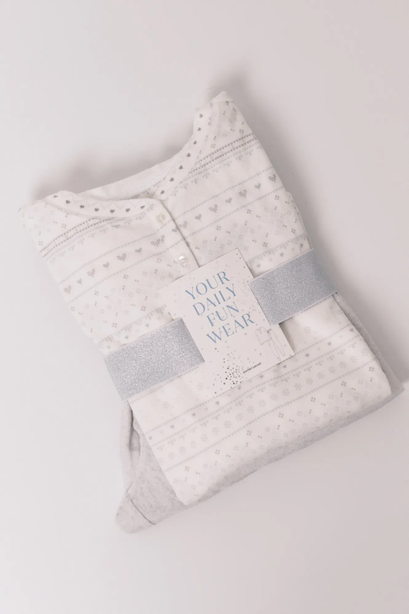 Women'secret Pijama largo polar suave cenefas gris^Mujer Pijamas