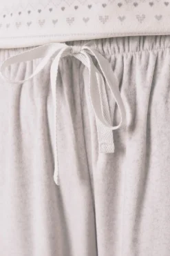 Women'secret Pijama largo polar suave cenefas gris^Mujer Pijamas