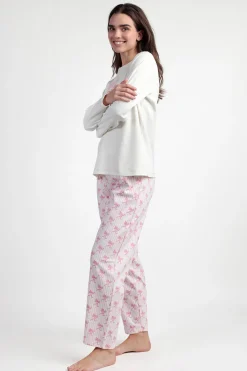 Admas Pijama largo rayas lazos Barbie 100% algod&oacute;n^Mujer Pijamas