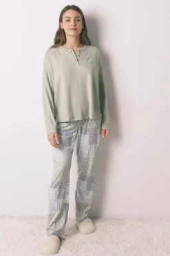 Women'secret Pijama largo super soft patchwork^Mujer Pijamas