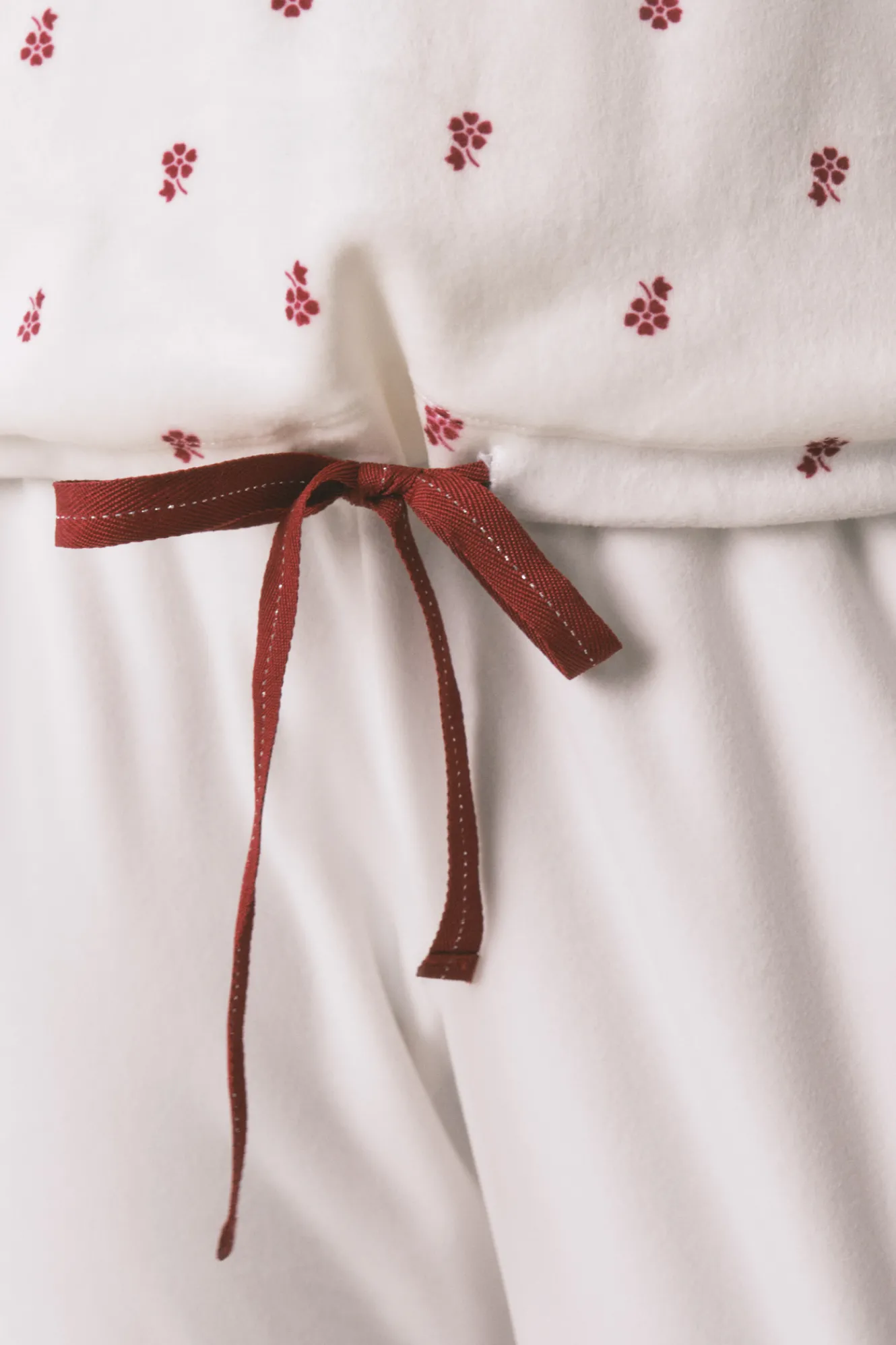 Women'secret Pijama largo terciopelo blanco flores^Mujer Pijamas