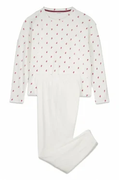 Women'secret Pijama largo terciopelo blanco flores^Mujer Pijamas