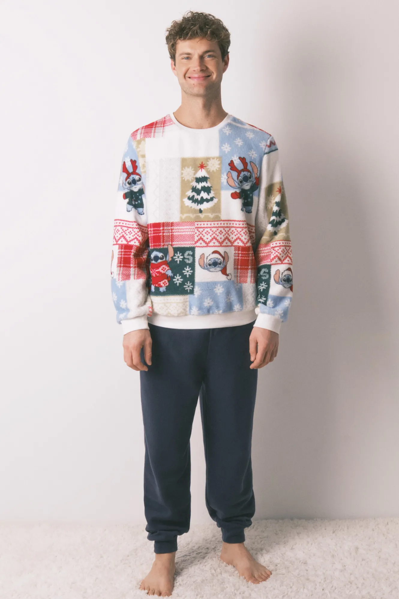 Women'secret Pijama masculino Stitch tejido polar^Hombre Pijamas