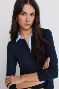 Springfield Polo punto manga larga bimateria^Mujer Polos