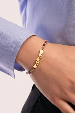 Singularu Pulsera Mam&aacute; Heart Tourmaline Acero Ba&ntilde;o Oro^Mujer Bisutería