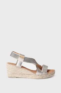 Toni Pons Sandalia de cuña metalizada con tiraselasticas^Mujer Sandalias