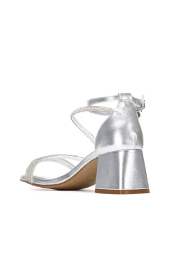 XTI Sandalia metalizada con tac&oacute;n^Mujer Sandalias