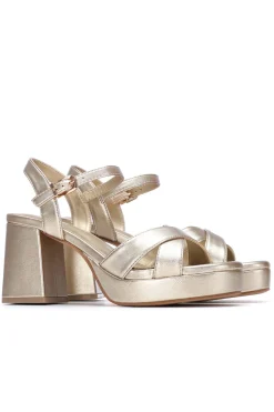 XTI Sandalia tac&oacute;n ancho y plataforma^Mujer Sandalias