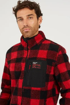 Brave Soul Sudadera cremallera a cuadros^Hombre Sudaderas