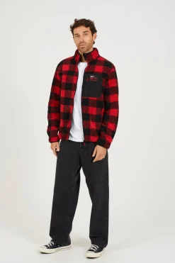 Brave Soul Sudadera cremallera a cuadros^Hombre Sudaderas