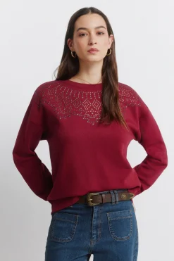 Springfield Sudadera cuello boho aplicaciones^Mujer Sudaderas