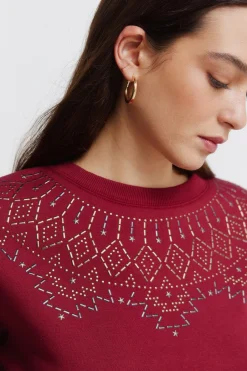 Springfield Sudadera cuello boho aplicaciones^Mujer Sudaderas