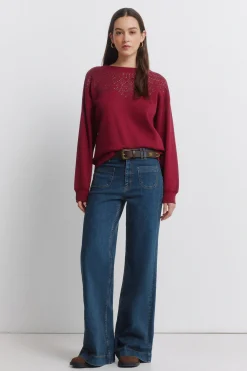 Springfield Sudadera cuello boho aplicaciones^Mujer Sudaderas