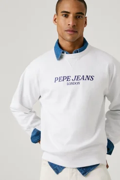 Pepe Jeans Sudadera de cuello redondo con logo frontal y estampado trasero.^Hombre Sudaderas