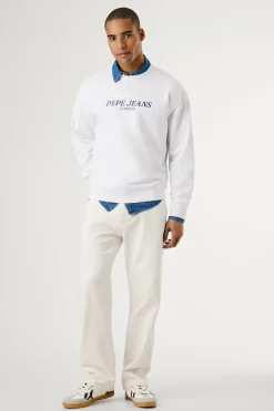 Pepe Jeans Sudadera de cuello redondo con logo frontal y estampado trasero.^Hombre Sudaderas