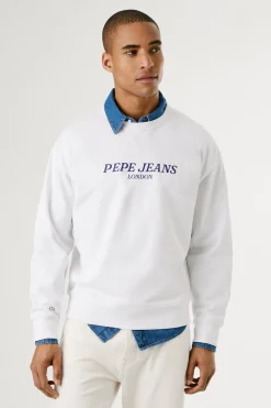 Pepe Jeans Sudadera de cuello redondo con logo frontal y estampado trasero.^Hombre Sudaderas