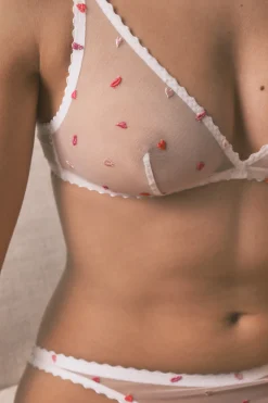 Women'secret Sujetador triangular halter tul blanco FANTASTIC^Mujer Sujetadores